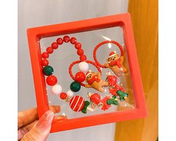 Kerst Armbandenset van 5 – inclusief Bewaardoos – Metaal en Kunststof – Feestelijke Kinderaccessoires