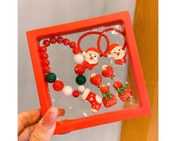Kerst Armbandenset van 5 – inclusief Bewaardoos – Metaal en Kunststof – Feestelijke Kinderaccessoires