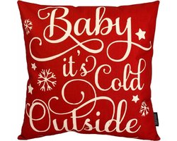 Kerst 'Baby It's Cold Outside' Kussenhoes | Katoen / Linnen | 45 x 45 cm