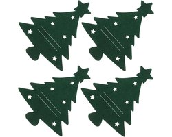 Kerst Bestekhouders - Servies Zakjes - Feestelijke Tafeldecoratie - 4 Stuks Set - 21x17cm - Groen