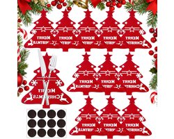 Kerst Bestekzakken - Bestekhouders Kerst - Tafel Decoratie - Kerstboom Design - 12 stuks - Rood