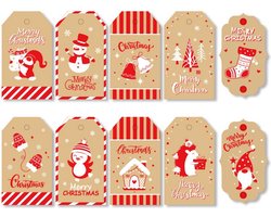 Kerst cadeaulabels - naamlabels - labels karton - kerstcadeau - kerstkado - kleine helpers - 20 stuks incl. touw
