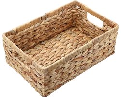 Kerst Cadeaumand Handgeweven Waterhyacint Opbergmand - Opslag van Jurken Beddengoed Fruit Bier Speelgoed Papieren - Natuurlijke Gevlochten Plankmand met Handgreep - Waterdicht (M)