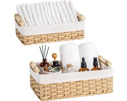 Kerst Cadeaumand Rieten-manden Voering Organizer Planken Kleine Decoratieve Huisdecoratie Toilet Opbergmand Organiseren Set Van 2