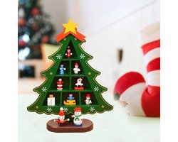 Kerst Decoratie - Houten Kerstboom - Groen - 19 x 25 cm