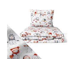 Kerst Dekbedovertrek 160x200cm 100% Katoen - Sneeuwpoppen