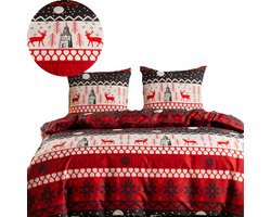 Kerst Dekbedovertrek Set 140x200 cm - Katoen Satijn met Sint Claus Print