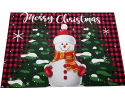 Kerst Deurmat - Deurmat Sneeuwpop - Linnen Kerstmat - Deurmat - Vloermat - Antislip - Droogloopmat - Deurmat met tekst - Decoratieve Deurmat - Merry Christmas Deurmat - Deurmat Voor Binnen en Buiten - 59,5x40 CM