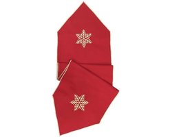 Kerst diner tafelloper - Kerst tafel decoratie - Tafelloper rood - Kerstdiner tafelloper - Tafellopers textiel - Tafelloper goud - Borduren tafelloper - Geborduurd met goud rood tafelloper - Decoratieve tafelloper - Tafelloper vuilafstotend