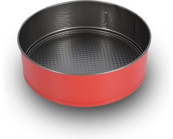 Kerst en Sint Cadeau | Rode & Zilveren Springvorm 25 cm | PFAS Vrij Metaal, Rond | Ideaal voor Taart- en Cakevormen | Must-Have Bakvorm voor Koken & Tafelen