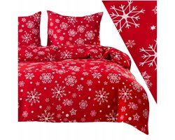 Kerst Flanellen Dekbedovertrek 220x200cm 3-delig Zacht Riccardo Sneeuwvlokken