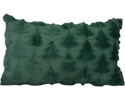 Kerst Furry XMAS Tree Groen Kussenhoes | 30 x 50 cm | Polyester
