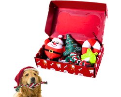 Kerst Gift Box voor Honden - Hondenspeeltjes Set - Complete Huisdier Cadeauset - Met Trekspeeltjes, Knuffels en Kauwspeeltjes - Puppy Speeltjes