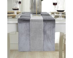 Kerst Grijze tafelloper - 32 x 180 cm - Glitter tafelloper - Zilveren diamant tafelloper - Geschikt voor keukentafel, salontafel, kaptafel, wijnkastdecoratie - (180 cm, grijs)