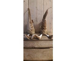Kerst - Kabouter - Gnome - Bruin - Ribstof - Set van 2 - 47 cm - Bungelbenen