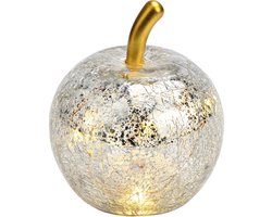 Kerst - Kerstdecoratie - Kerstdagen - Glazen transparante appel met 5 LED 7x9x7cm