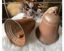 Kerst klok - Rusty Brown - Roest bruin - Kerstklok - Kerst - Kerstmis - Christmas bell - Woon - Woonaccessoire - Woonaccessoires - Interieur - Decoratief - Deco - Metaal - Zink - Roestig - Winter - Sfeer - Sfeervol - Krans bel - Kerstkrans bel - mooi
