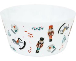 Kerst kom met notenkraker - Wit / Multicolor - Kunststof - Ø 25 cm - feestbekers