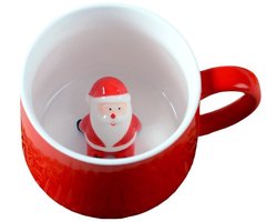 Kerst Kopje 3D Ceramiek - Kerst Kopje Met Verassing - Gebruik bij warme dranken - 1 stuk - Voor vriend of familie - Rood