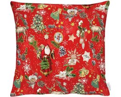 Kerst Kussen Christmas Greetings Rood - Sierkussen kerst - kerstkussen - kussenhoes met kussen kerst