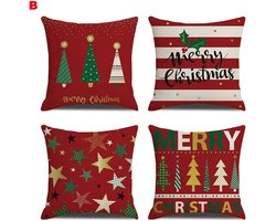 Kerst kussensloop - 4 Stuks - Kussenhoesjes - Kerstdecoratiekussen - 45 x 45 cm - Met Rits - Zonder Binnenkussen - Vierkant Kussenhoesjes - Kerstdecoratie voor Bank - Voor Binnen - Voor bank woonkamer in slaapkamer decoratie - Polyester - Wit