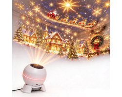 Kerst Laser Projectorlamp - Kerstprojector - USB - Woonkamerdecoratie - Nachtlamp voor Binnen - Kerstmis - Plug and play - Sterrenhemel Projector - Voor kamperen, auto, plafond en wanddecoratie - wit