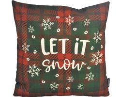 Kerst 'Let It Snow' Kussenhoes | Katoen / Linnen | 45 x 45 cm