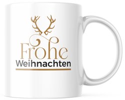 Kerst Mok met tekst: Frohe Weihnachten | Kerst Decoratie | Kerst Versiering | Grappige Cadeaus | Koffiemok | Koffiebeker | Theemok | Theebeker