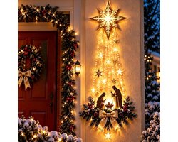 Kerst Muurlamp - Kerst Wandlamp - Sfeerverlichting - Lichtende Kerststal Verlichte Wanddecoratie - Ster Van Bethlehem - Kerst Verlichting - Decoratieve Verlichting - Voor Muren, Deuren, Ramen en Balkons
