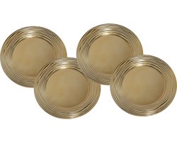 Kerst onderborden - D33 cm - goud - set 6x stuks - rond - kunststof