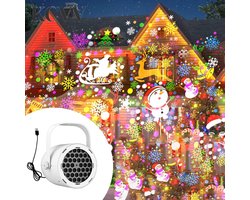 kerst projector buiten-kerst projector-kerst projector binnen-16-standen USB-kerstprojector - 360° draaibare kerstsneeuwvlokprojector - Kerstmanprojector - Feestelijke projector voor de woonkamer - wit- 10,5 x 9,3 cm