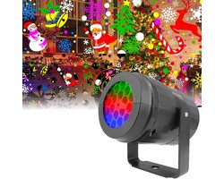 Kerst projector-kerst projector buiten-Kerstprojector LED-licht 16 Diaprojector - Lamp Waterdichte projectorlamp Sneeuwvlok Sneeuwpop Kerstboom Kerstrendier Licht Kerstmis Kerstfeestdecoraties - Zwart - 12 x 11 cm