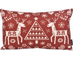 Kerst 'Reindeer Print' Kussenhoes | Katoen / Linnen | 30 x 50 cm