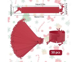 Kerst Rendier Servet Ringen - 50 Stuks - Rood Papier - Tafel Decor