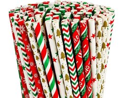 Kerst rietjes - Kerst - 25 Stuks - Papieren rietjes - Rietjes