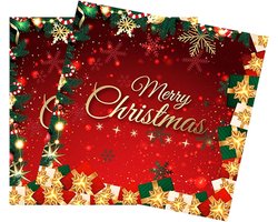 Kerst Rood Papier Servies - Feestelijk en Praktisch - 20 stuks