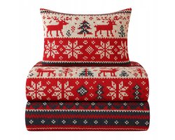 Kerst Satijnen Dekbedovertrek 140x200cm Katoen - Winterse Patronen