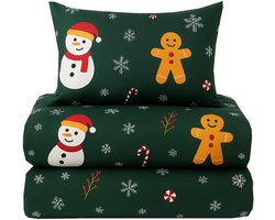 Kerst Satijnen Dekbedovertrek 160x200cm met Kussenslopen