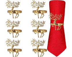 Kerst Servetringen - tafel decoratie - 6 stuk - goud - legering