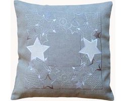 Kerst Sier kussenhoes - Grijs met Zilveren sterren - 40 x 40 cm