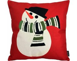 Kerst 'Sneeuwpop' Kussenhoes | Katoen / Linnen | 45 x 45 cm