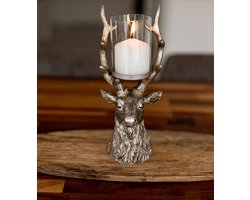 Kerst Stag Kaars Houder Decoratie Pijler Zilver Home Xmas Decor Rendier - Kaarsenhouder Kerstdecoratie