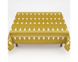 Kerst Tafelkleed – Airlaid – 140 x 220 cm – Luxe Wegwerpkleed – Goud met Witte Kerstbomen