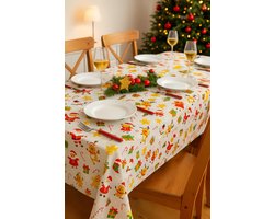 Kerst Tafelkleed Kunststof – Kinderen - 140 × 230 cm – Waterafstotend – Sfeervol & Praktisch