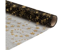 Kerst Tafelloper - 180 x 28 cm - Tafelkleed Goud en Zwart