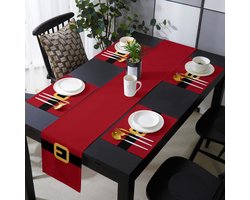 Kerst Tafelloper – Tafeldecoratie / Tafelversiering – Tafelrunner met placements - Kerst Tafellaken - Tafelzeil - Table Runner - 4/8/12 persoons - Kerstman