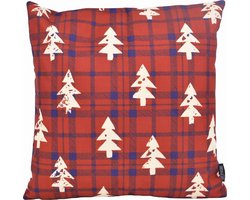 Kerst 'Tartan Christmas Tree' Kussenhoes | Katoen / Linnen | 45 x 45 cm
