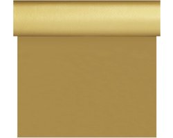 Kerst thema tafelloper/placemats goud unikleur 40 x 480 cm - Kerstdiner tafeldecoratie versieringen