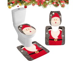 Kerst toiletbrilhoezen - Kerst decoratieve toiletbrilhoezen - Kerst tapijtensets - Kerstman toiletbrilhoezensets - Badkamer toiletbrilhoezen - Rood - Perfect voor winter- en feestdecoraties