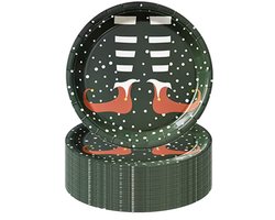 Kerst Wegwerpbordjes - Set Van 10 - Elf Voeten - 10 Papieren Borden - Groen